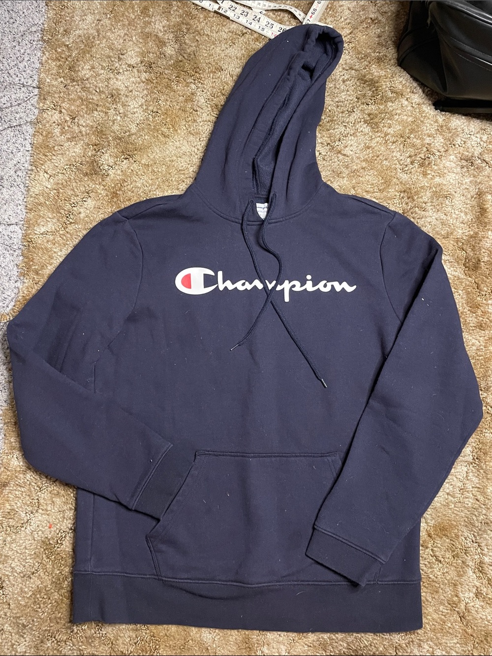 Champion Navy Blue Unisex Hoodie Size Medium